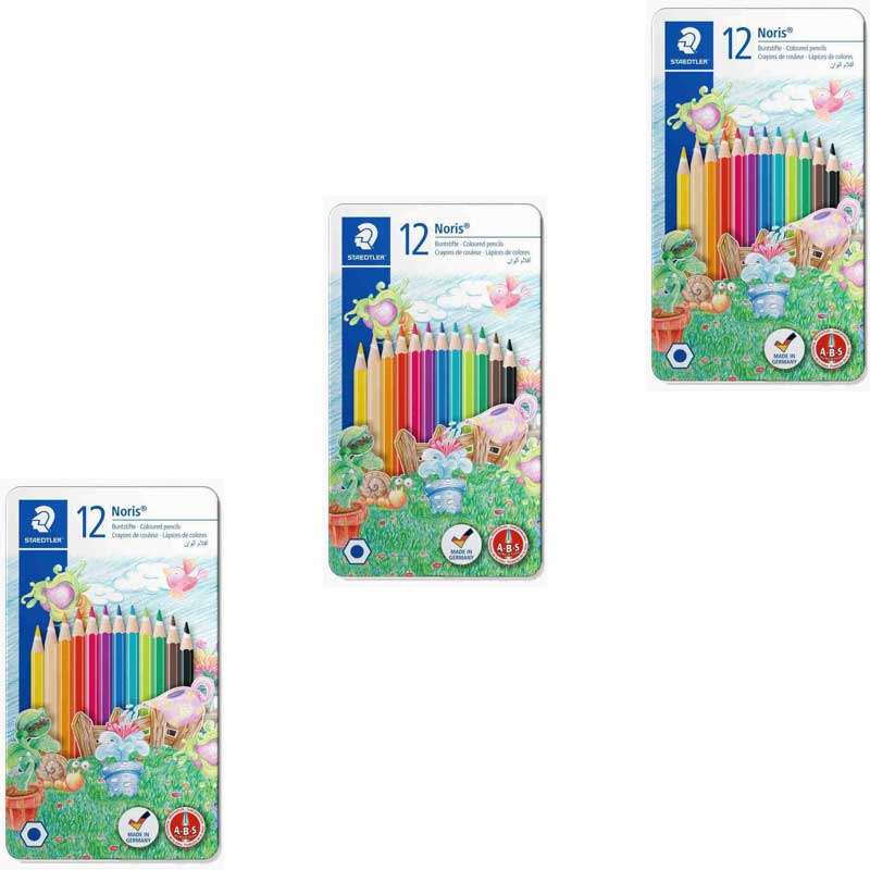 مداد رنگی 12 رنگ جعبه فلزی استدلر