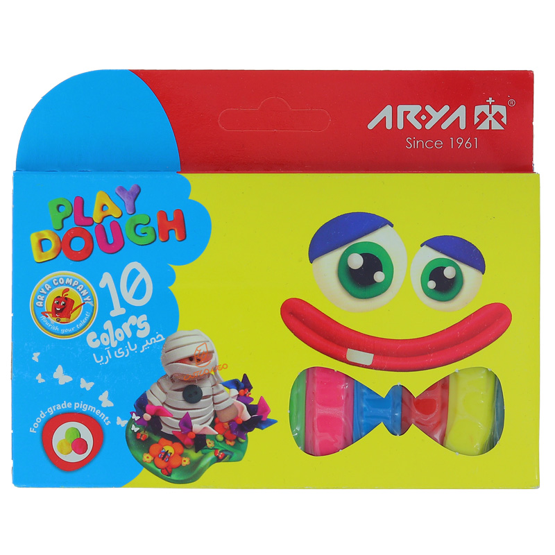 خمیر بازی 10 رنگ جعبه مقوایی آریا (1)