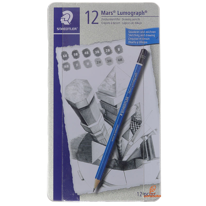 ست مداد طراحی 12 عددی مارس لوموگراف آبی استدلر