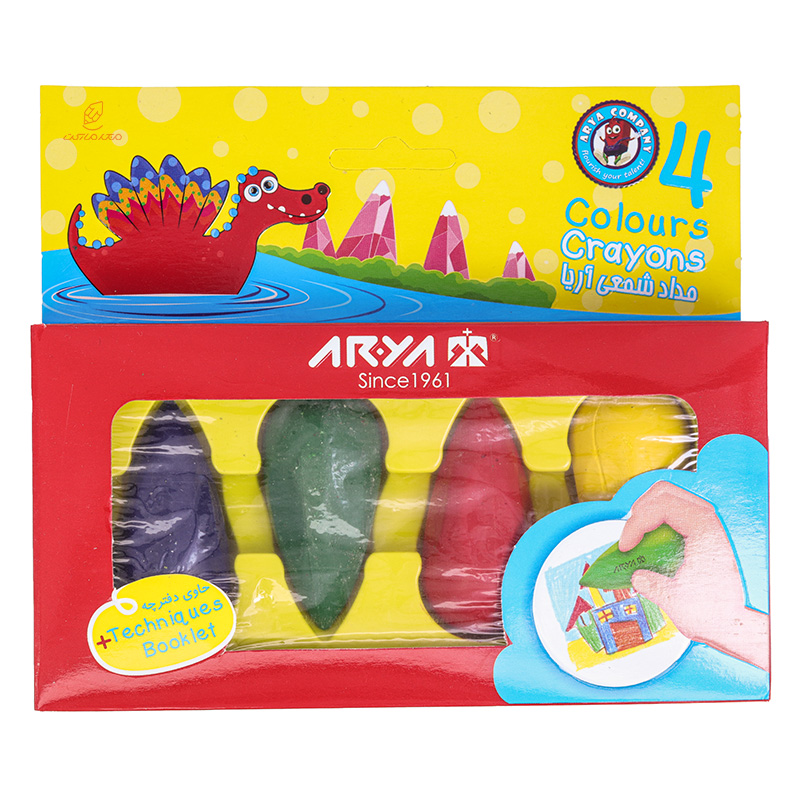 مداد شمعی 4 رنگ دوکی آریا