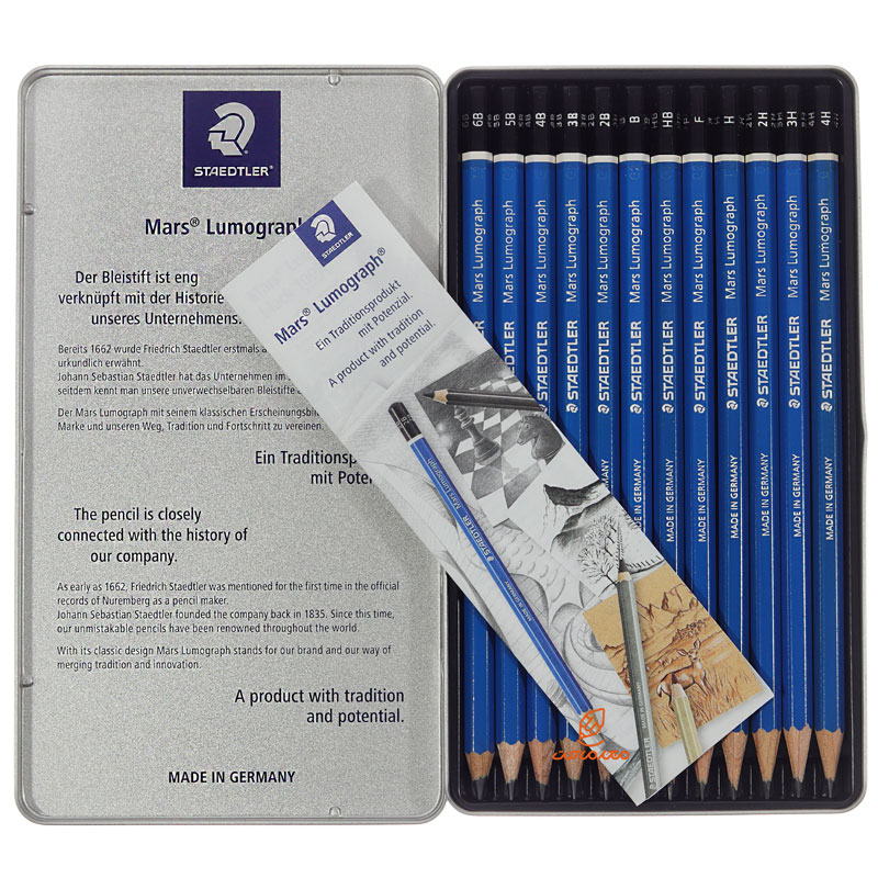 ست مداد طراحی 12 عددی مارس لوموگراف آبی استدلر (4)