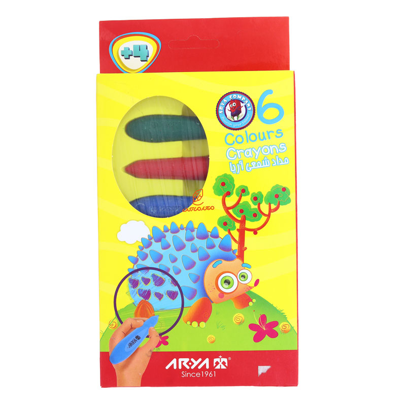 مداد شمعی 6 رنگ مدادی آریا