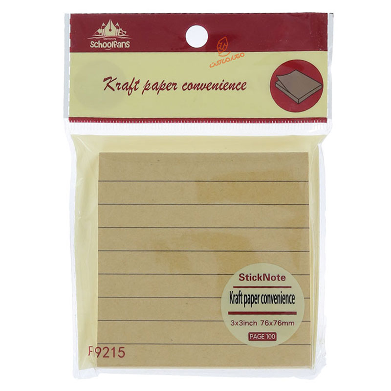 پست ایت (استیک نوت) 76*76 کرافت خط دار 9215 اسکول فنس