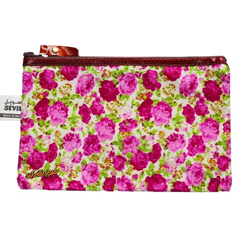 پوشه پارچه ای طرح گل ریز کرمی سرخابی سویل