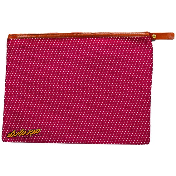 پوشه پارچه ای زیپدار 51 طرح خال خال زرشکی سویل (2)