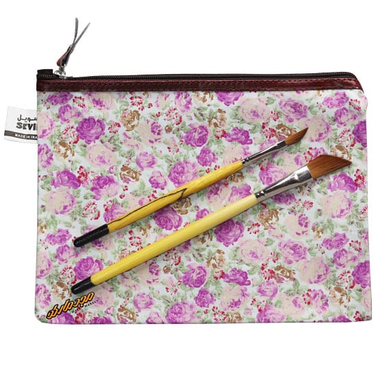 پوشه پارچه ای زیپ دار 51 طرح گل ریز سفید یاسی سویل (2)