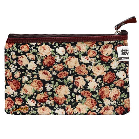 پوشه پارچه ای زیپ دار 51 طرح گل ریز مشکی کرمی سویل (2)