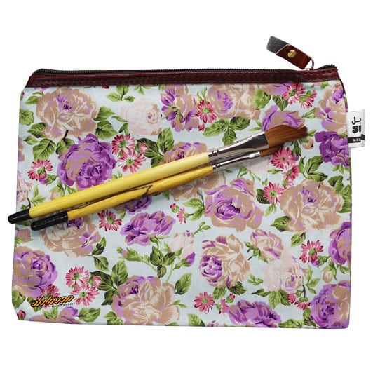 پوشه پارچه ای زیپ دار 51 طرح گل درشت ابی کرمی سویل (1)