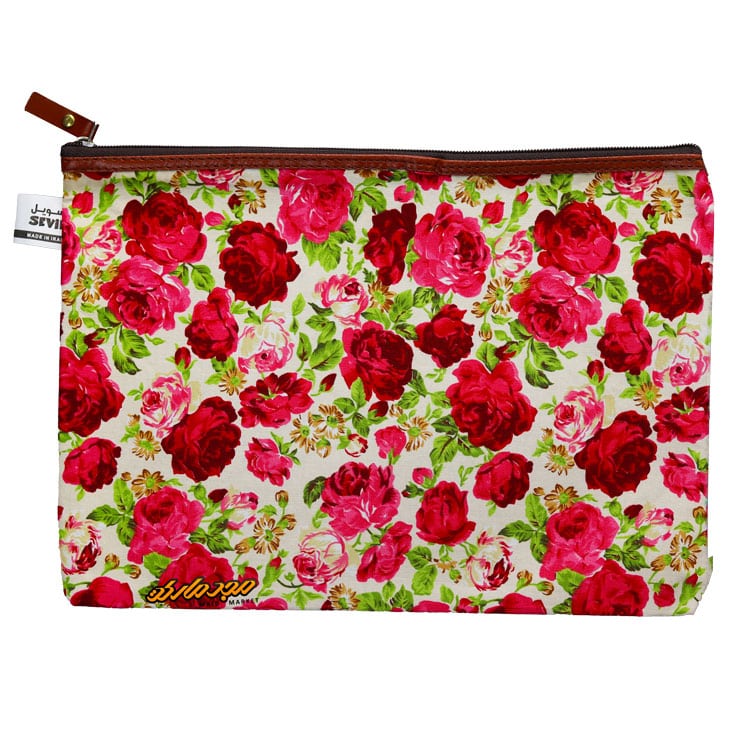 پوشه پارچه ای طرح گل درشت سفید قرمز سویل