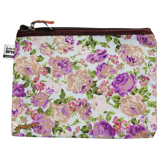 پوشه پارچه ای زیپ دار 51 طرح گل درشت ابی کرمی سویل (2)
