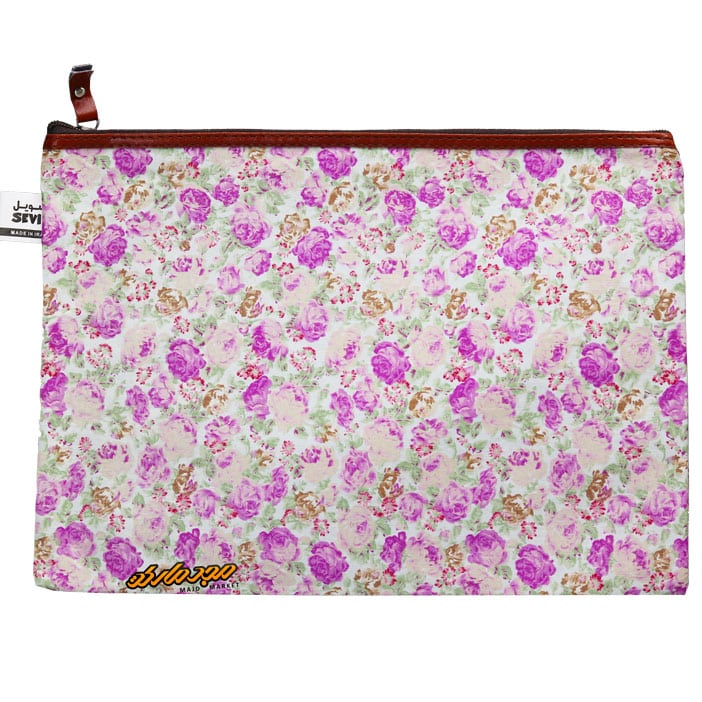 پوشه پارچه ای طرح گل ریز آبی یاسی سویل