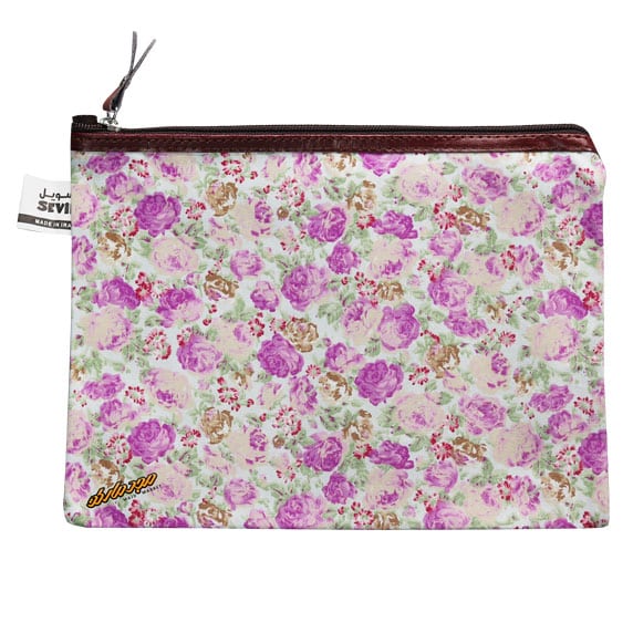 پوشه پارچه ای طرح گل ریز سفید یاسی سویل