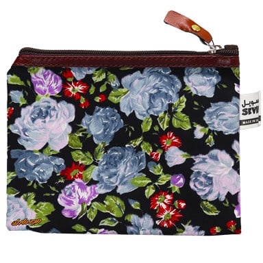 پوشه پارچه ای زیپ دار 61 طرح گل درشت مشکی صورتی سویل (6)