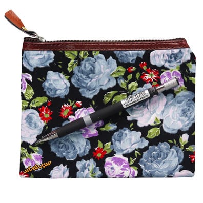 پوشه پارچه ای زیپ دار 61 طرح گل درشت مشکی صورتی سویل (5)