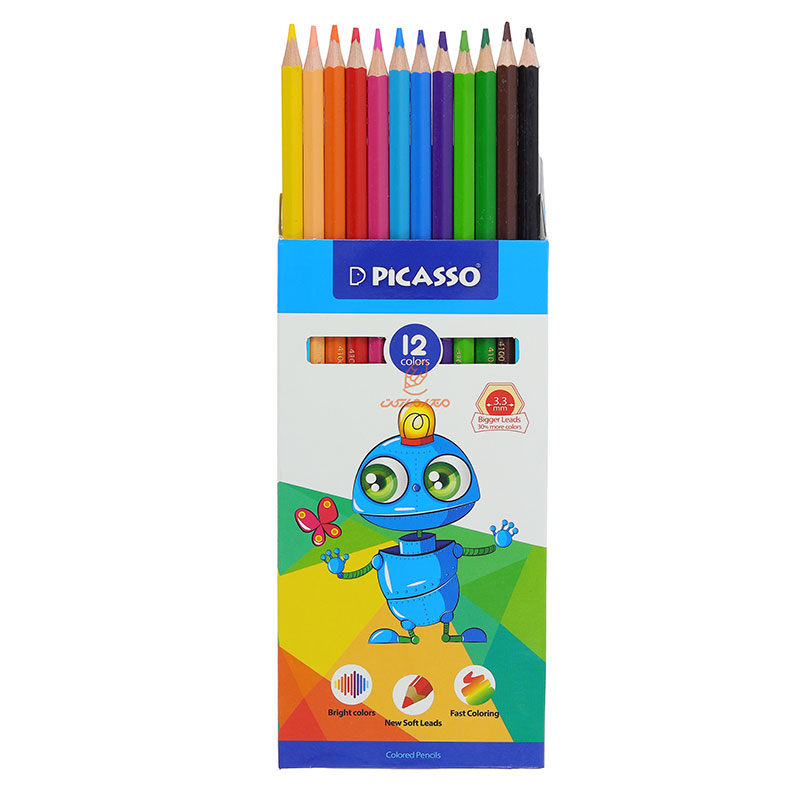 مداد رنگی 12 رنگ جعبه مقوایی طرح آدم فضایی پیکاسو PICASSO (4)