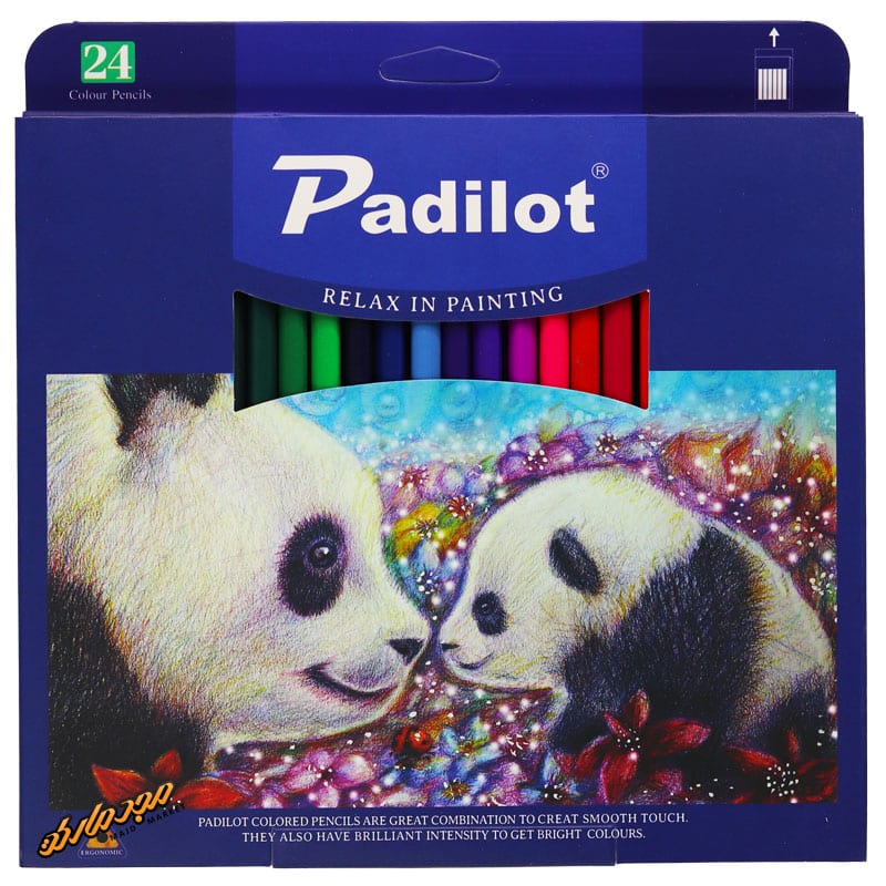 مداد رنگی 24 رنگ جعبه مقوایی طرح پاندا پادیلوت padilot