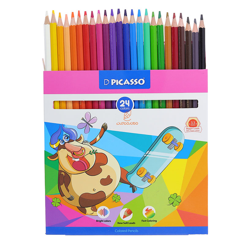 مداد رنگی 24 رنگ جعبه مقوایی طرح گاو پیکاسو
