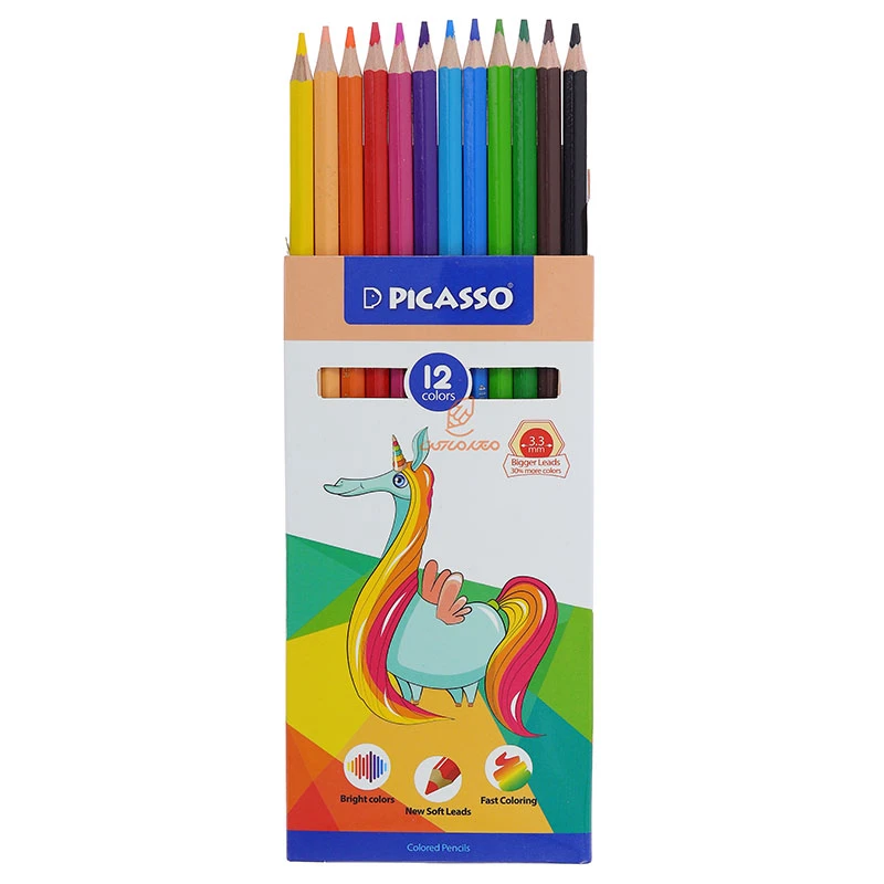 مداد رنگی 12 رنگ جعبه مقوایی طرح تک شاخ پیکاسو PICASSO (5)