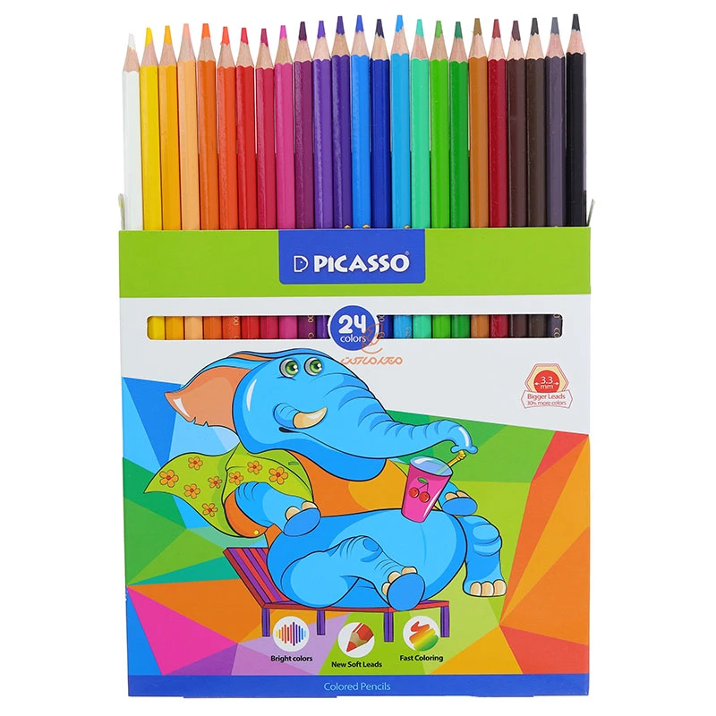 مداد رنگی 24 رنگ جعبه مقوایی طرح فیل پیکاسو PICASSO (4)