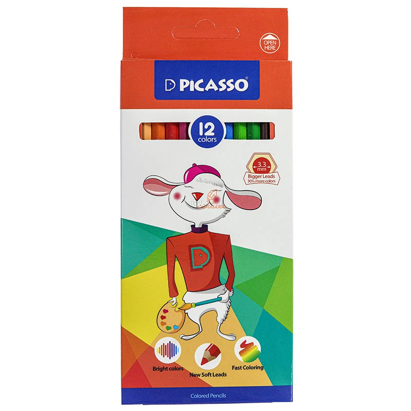 مداد رنگی 12 رنگ جعبه مقوایی طرح خرگوش پیکاسو PICASSO (2)