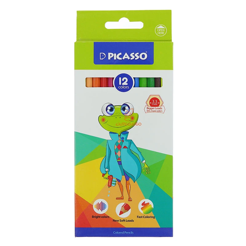 مداد رنگی 12 رنگ جعبه مقوایی طرح قورباغه پیکاسو PICASSO (1)