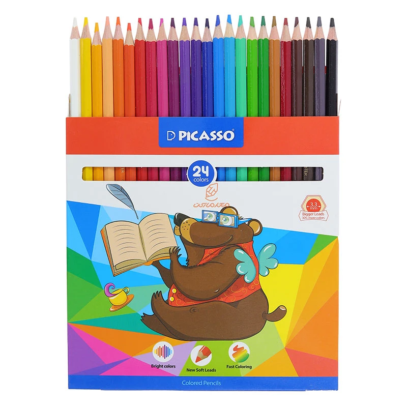 مداد رنگی 24 رنگ جعبه مقوایی طرح خرس پیکاسو PICASSO (5)