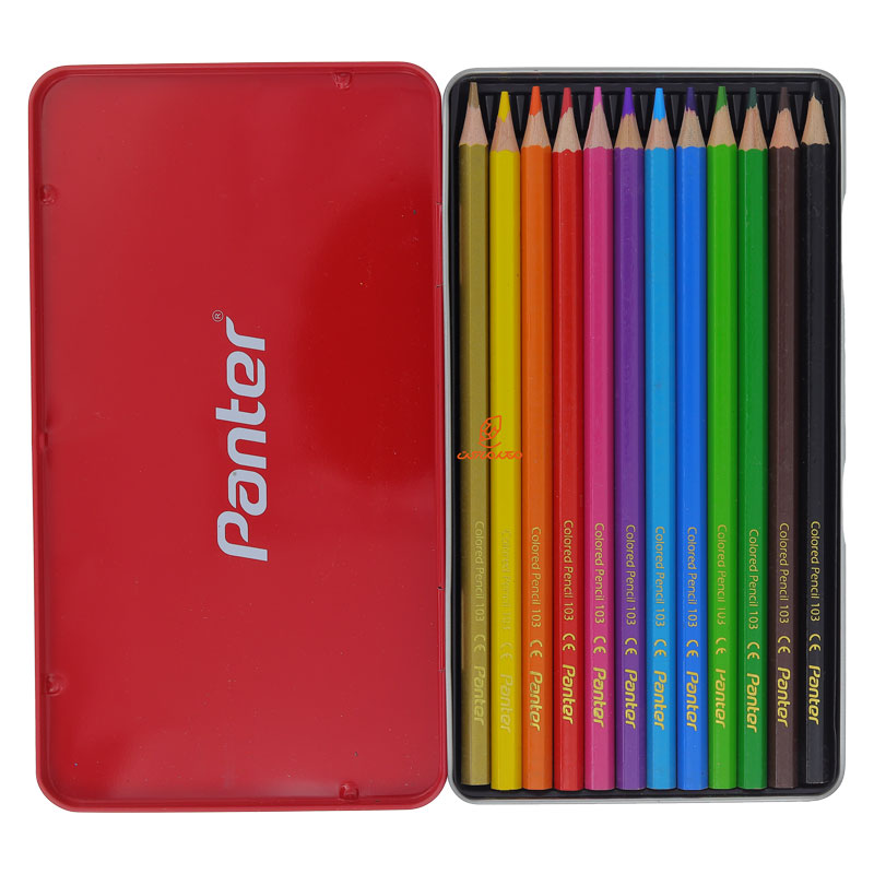 مداد رنگی 12 رنگ جعبه فلزی طرح طوطی پنتر PANTER (4)