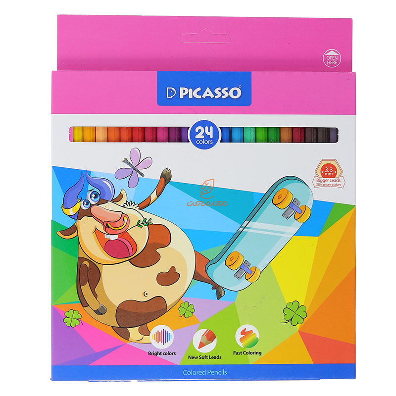 مداد رنگی 24 رنگ جعبه مقوایی طرح گاو پیکاسو