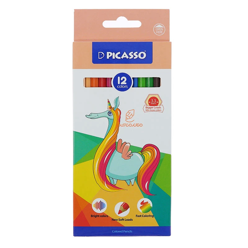 مداد رنگی 12 رنگ جعبه مقوایی طرح تک شاخ پیکاسو PICASSO (2)