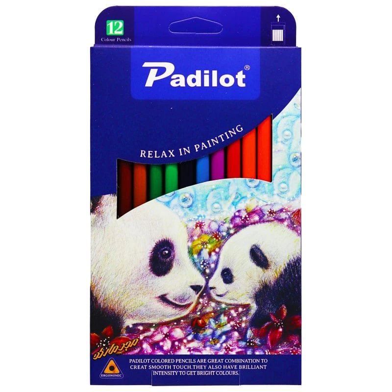 مداد رنگی 12 رنگ جعبه مقوایی طرح پاندا پادیلوت padilot