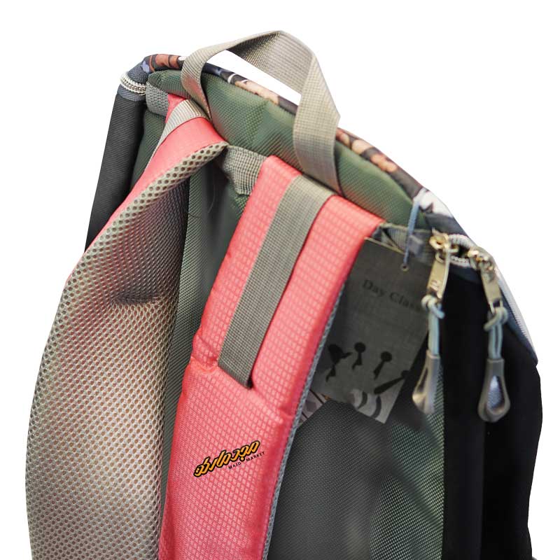 کوله پشتی طرح سرخونه گل دار مشکی-2