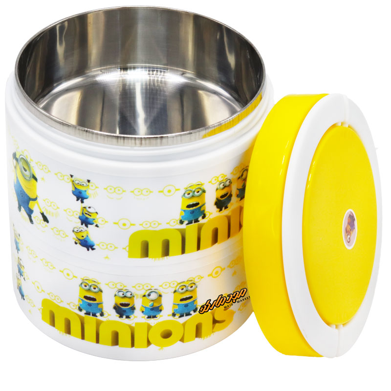 ظرف غذا 2 طبقه داخل استیل طرح مینیون 173-1