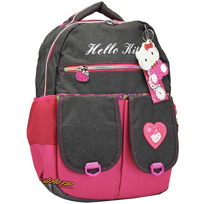 کوله پشتی مشکی صورتی طرح کیتی