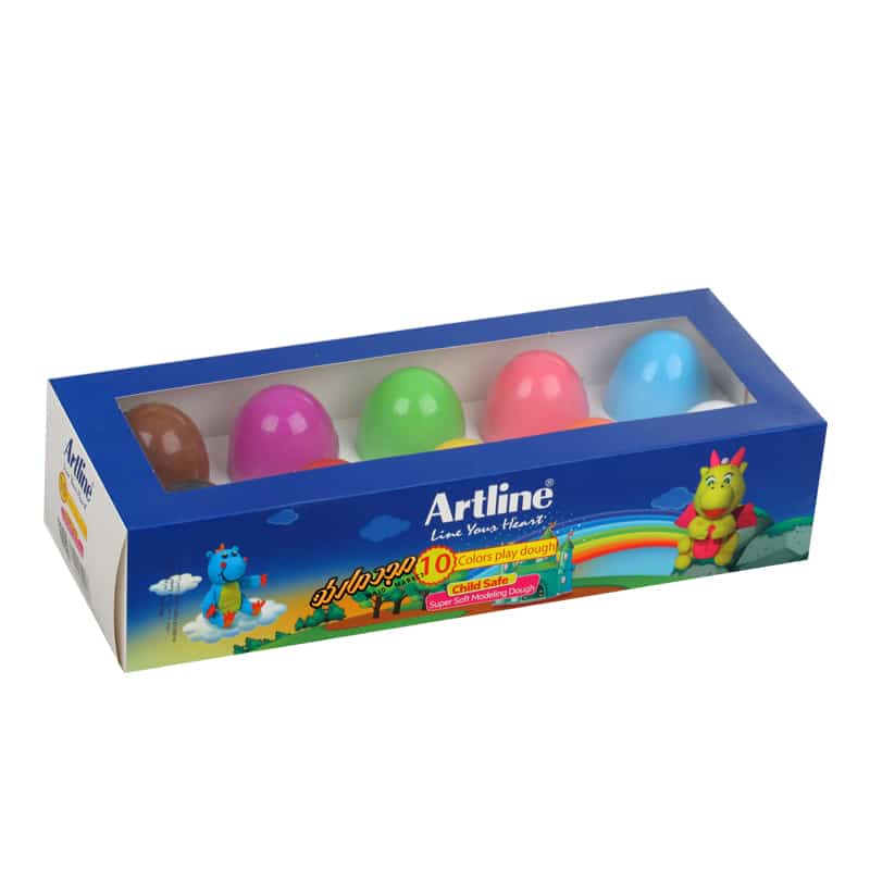 خمیر بازی 20 گرمی 10 رنگ ظرف تخم مرغی آرت لاین