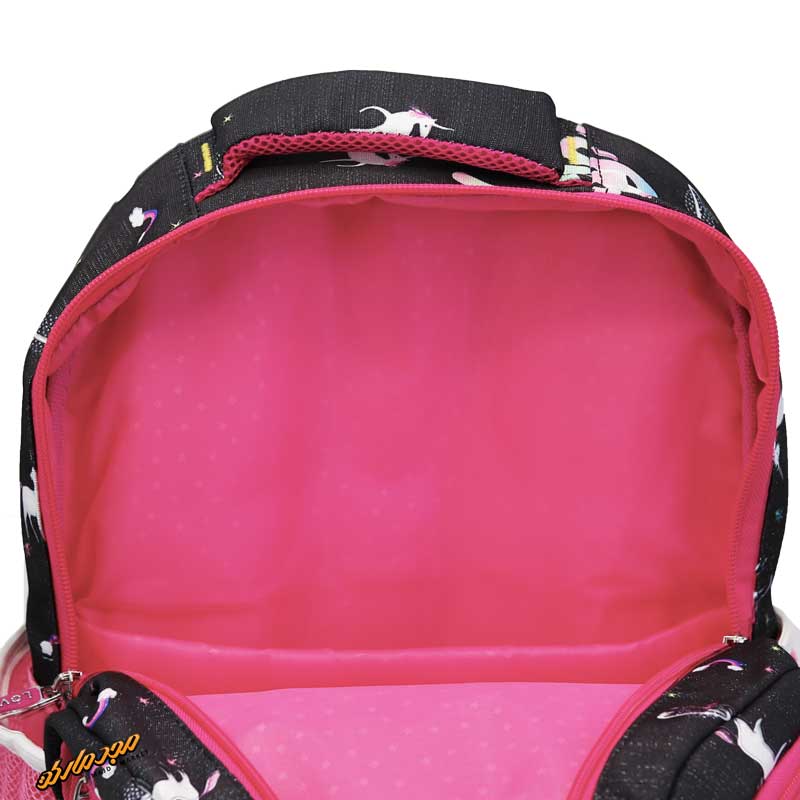 کوله پشتی مشکی صورتی هولوگرامی طرح قلب-4