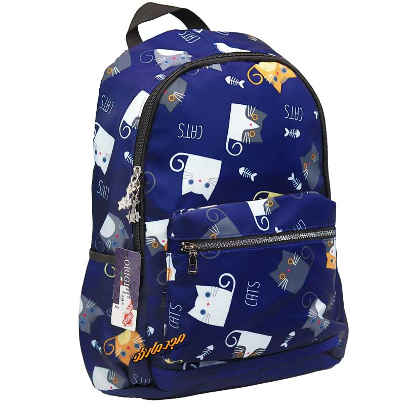 کوله پشتی سرمه ای طرح گربه بزازان