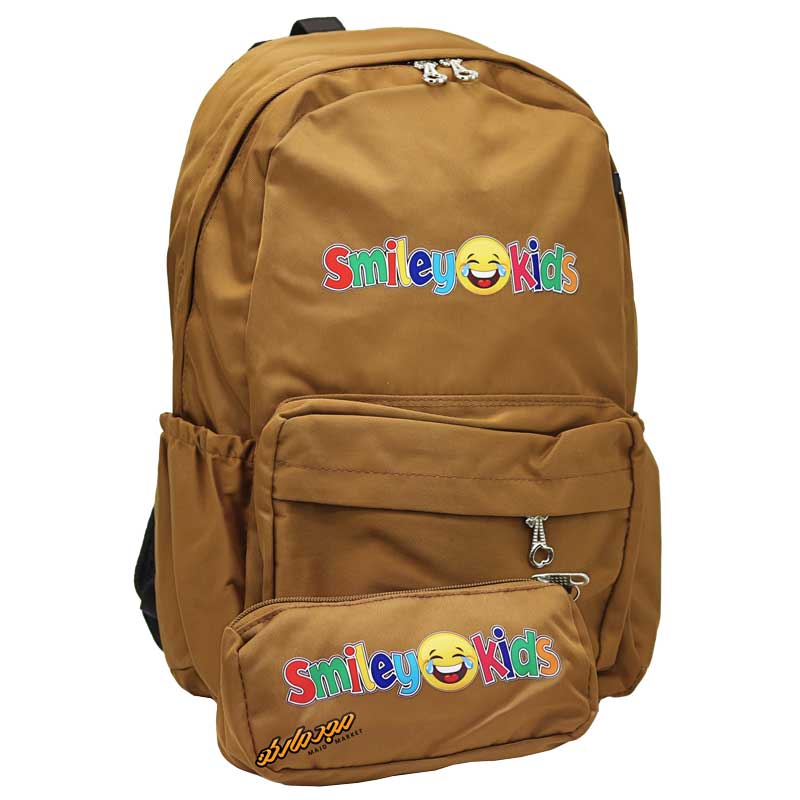 کوله پشتی قهوه ای طرح استیکر دار بزازان