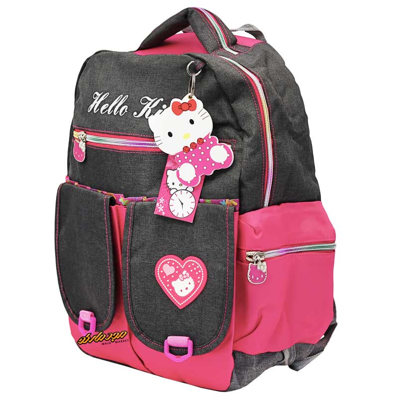 کوله پشتی مشکی صورتی طرح کیتی-2