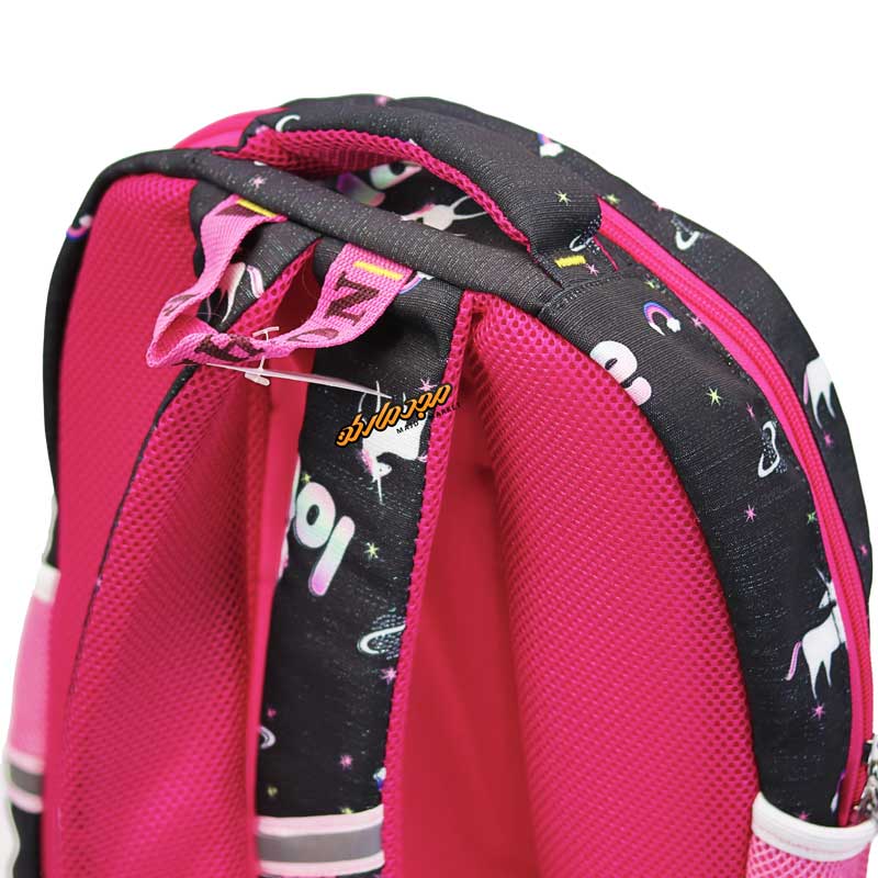 کوله پشتی مشکی صورتی هولوگرامی طرح قلب-3