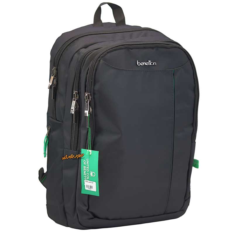 کوله پشتی لپ تاپی سه زیپ مشکی بنتون benetton