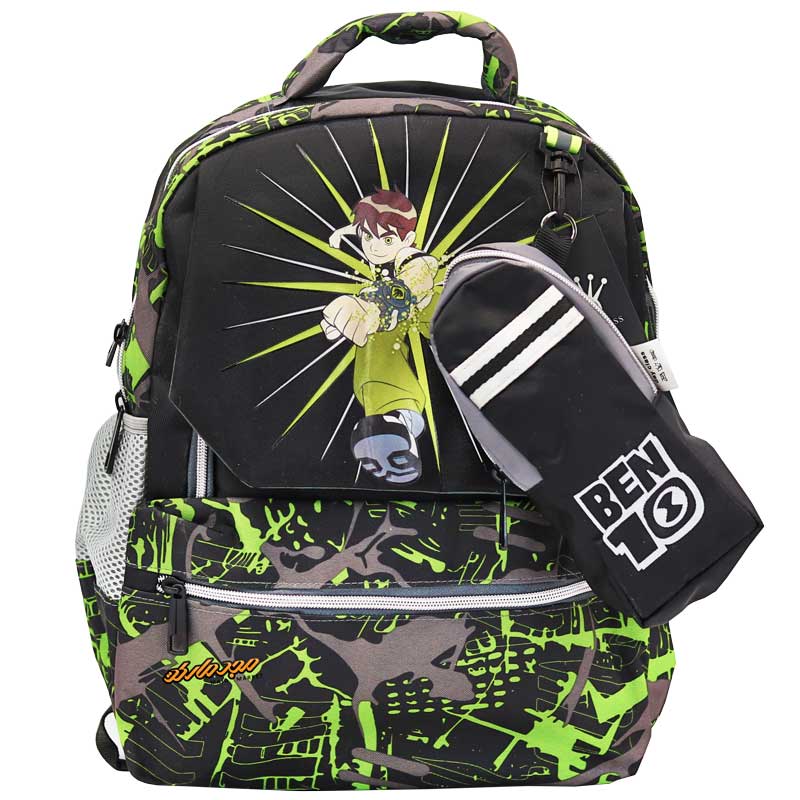 کوله پشتی مشکی سبز طرح بن تن ben10