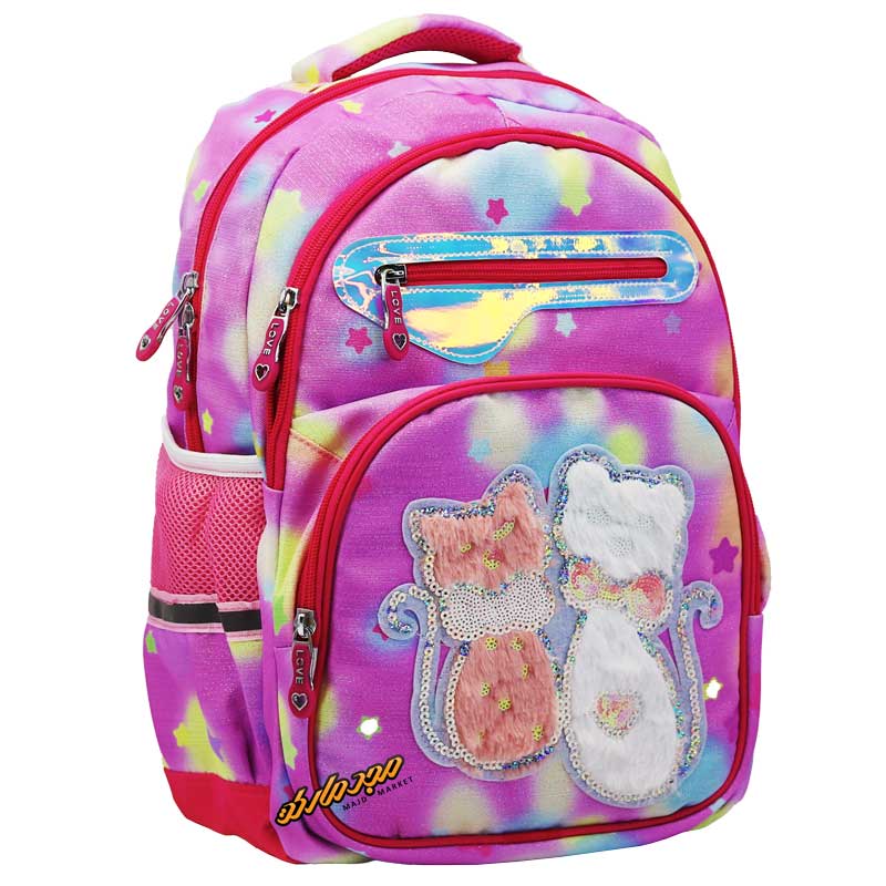 کوله پشتی ابروبادی یاسی هولوگرامی طرح گربه