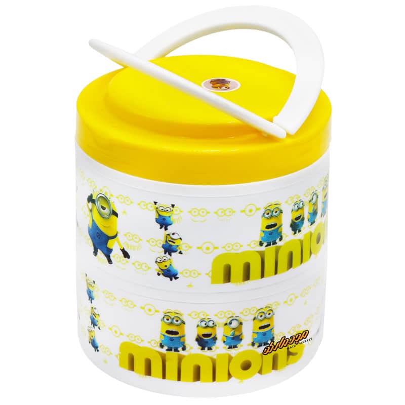 ظرف غذا 2 طبقه داخل استیل طرح مینیون 173-2