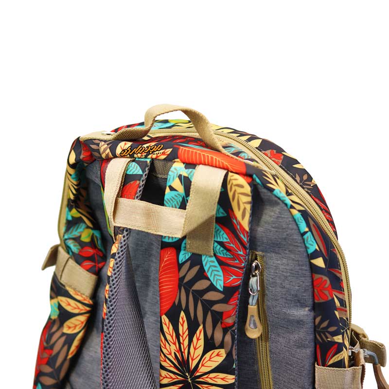 کوله پشتی گل دار مشکی قرمز