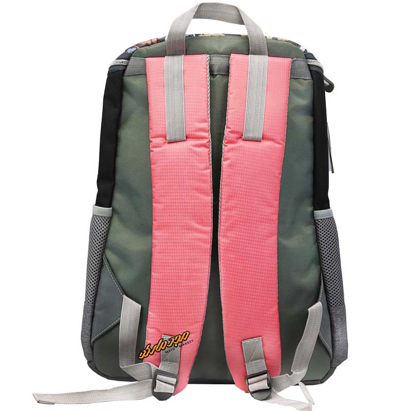 کوله پشتی طرح سرخونه گل دار مشکی1