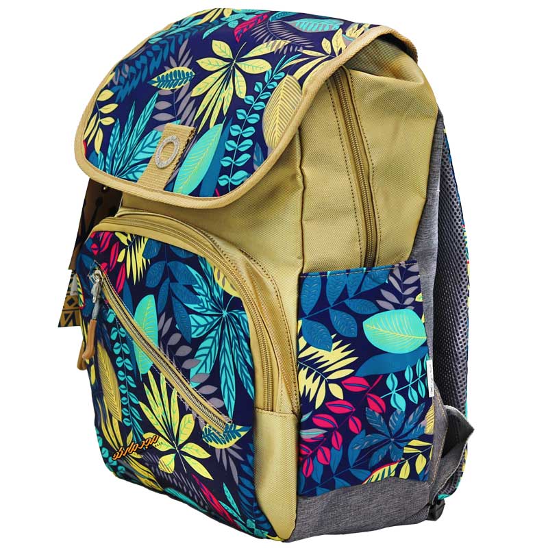 کوله پشتی گل دار مدل سرخونه ابی کرمی