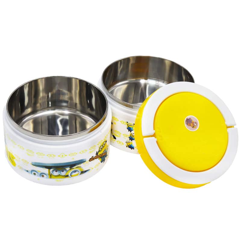 ظرف غذا 2 طبقه داخل استیل طرح مینیون 173-4