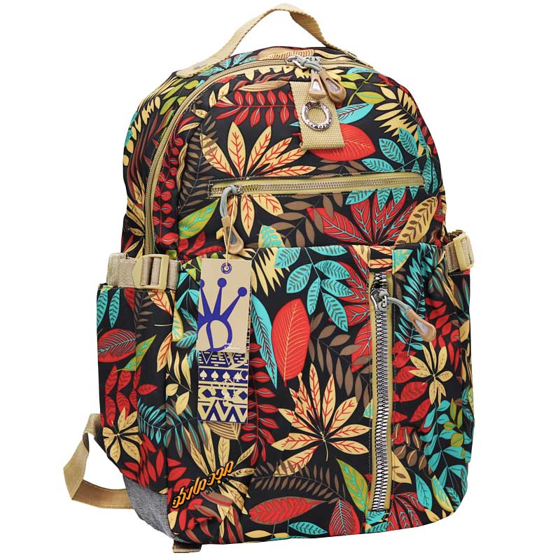 کوله پشتی گل دار مشکی قرمز