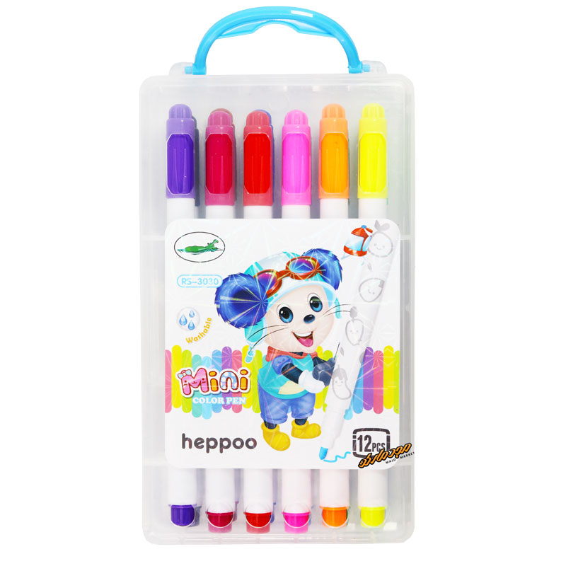 ماژیک 12 رنگ دسته آبی هپو 3030