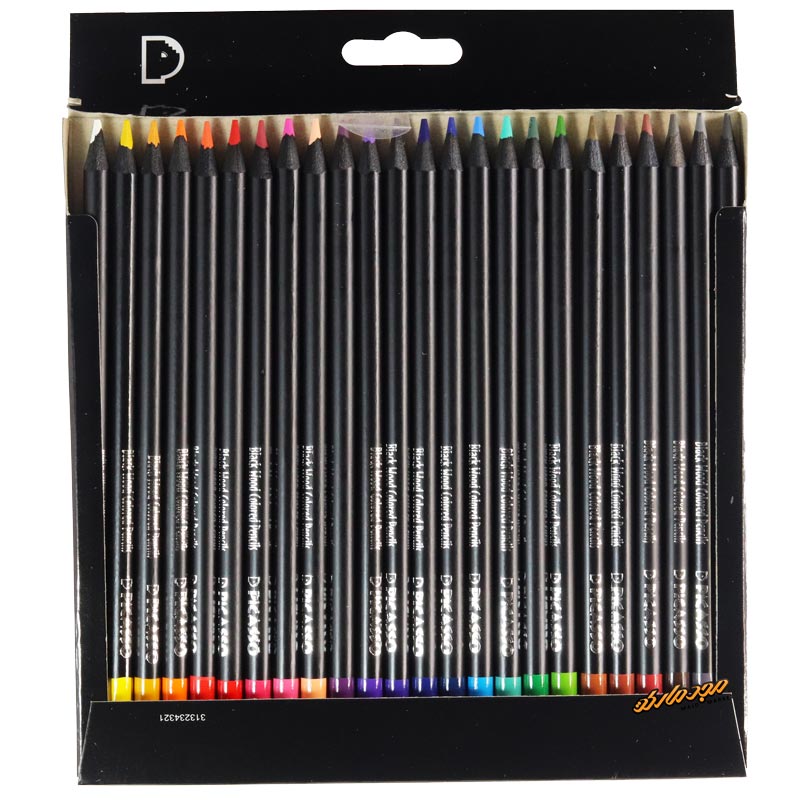 مداد رنگی 24 رنگ چوب مشکی پیکاسو-2